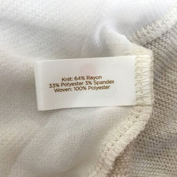 Decree Womens Beige Lightweight Knit Sheer Sweater Pleated Flowly Back Panel - Picture 8 of 9